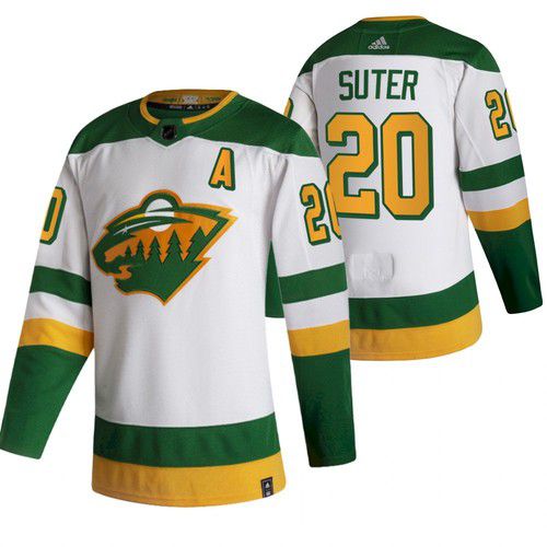 Men Minnesota Wild #20 Suter White NHL 2021 Reverse Retro jersey->st.louis blues->NHL Jersey